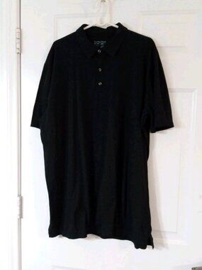 Fresh Clean Threads Polo Shirt Men's 3XLT StratuSoft Blend Black Short Sleeve